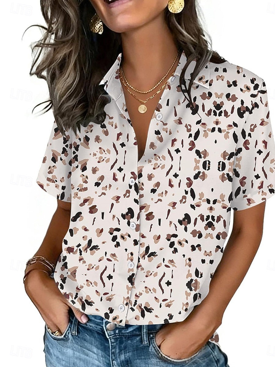 Women's Dot Print Lapel Shirt  - đánh giá và giá Vintage Collectible Buttons