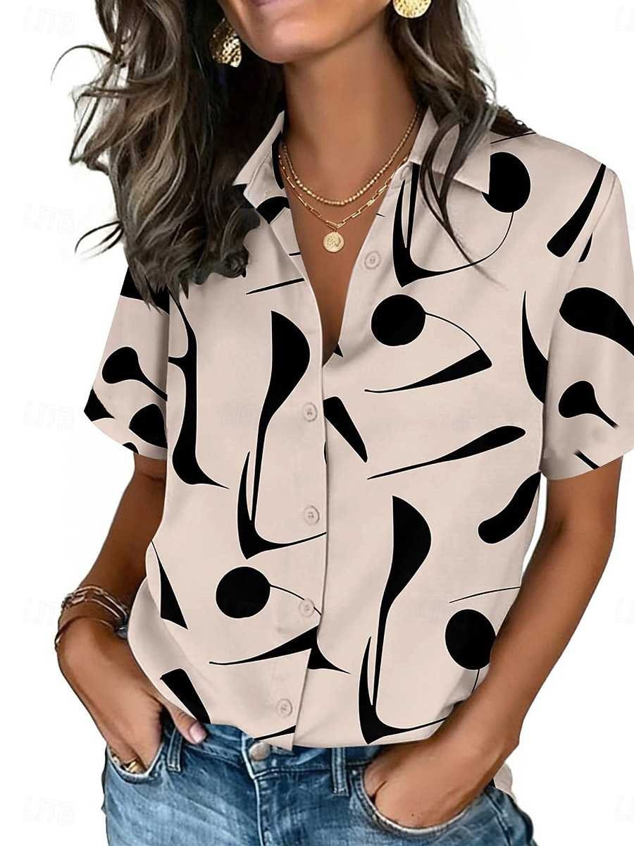 Women's Dot Print Lapel Shirt  - đánh giá và giá Vintage Collectible Buttons