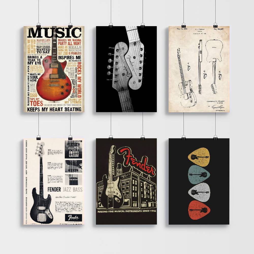 Guitar Collection Self-adhesiv - đánh giá và giá Vintage Collectible Posters